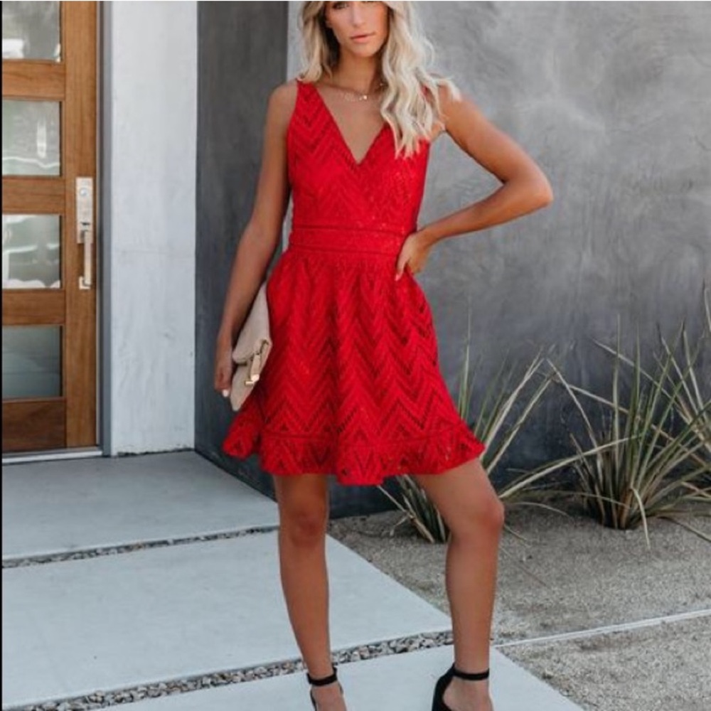 Red Crochet Mini Dress